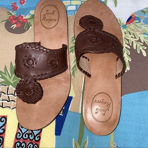 Jack Rogers sandal brown size‎ 7 low wedge